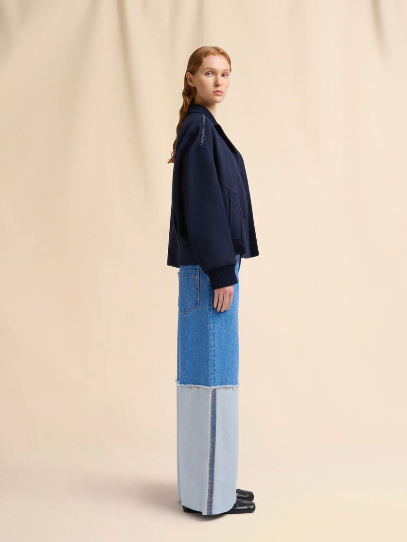 Wide-leg blue denim jeans with extra high cuffs - Pants - Image 5