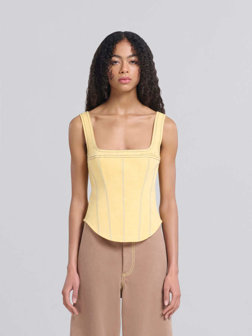 イエローのオーガニックデニム製コルセットトップス | Marni