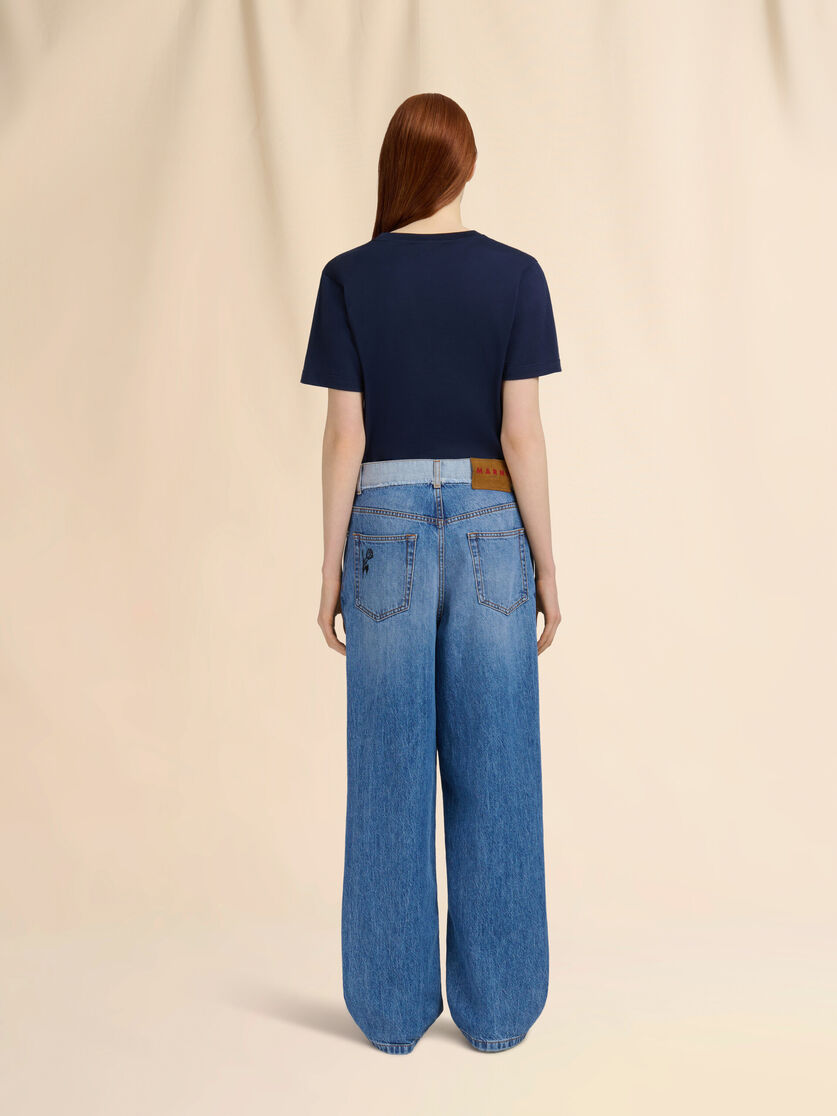 Blue denim embroidered jeans - Pants - Image 3