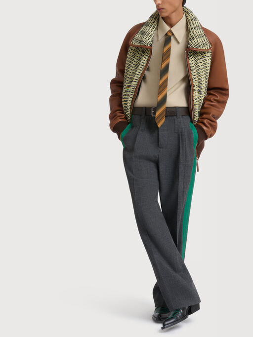 Grey British wool trousers with side stripes - Pants