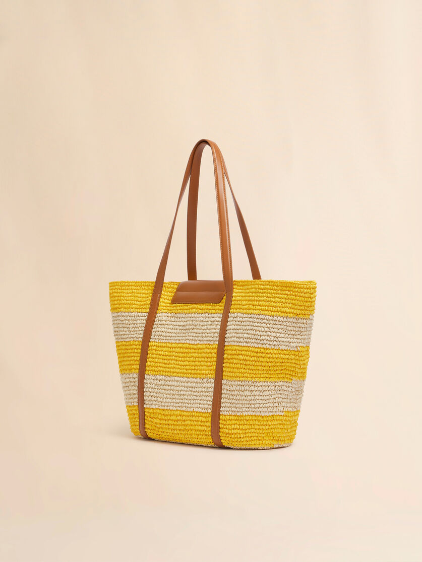Medium yellow stripe raffia-effect Trunkaroo beach bag - Shopping Bags - Image 3