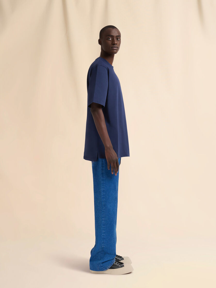 Light blue organic cotton oversized T-shirt with Marni patches - Shirts - Image 5