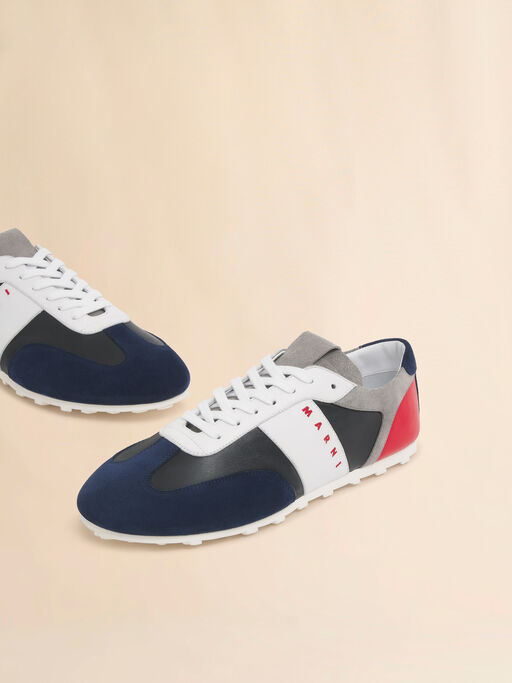 Black leather and multicolour suede sneaker - Sneakers