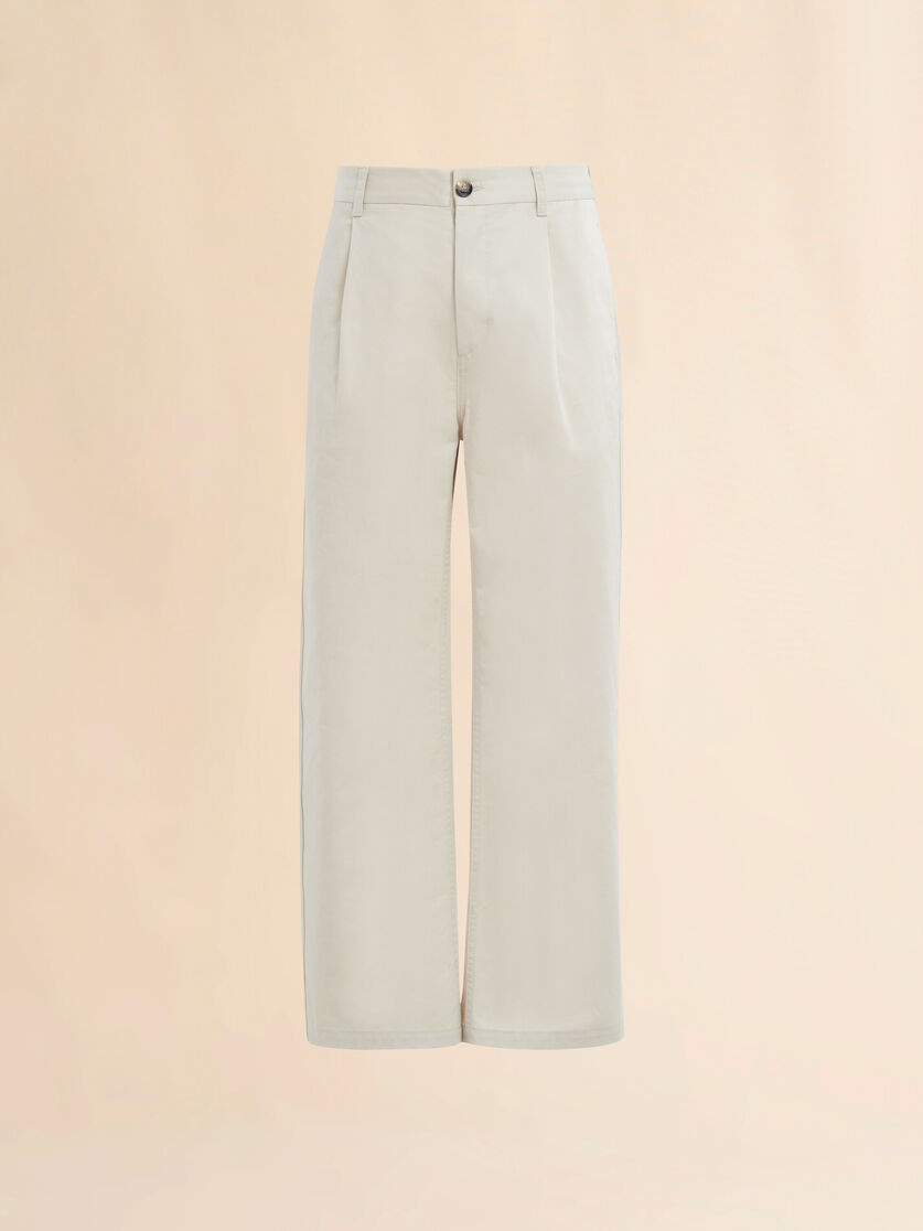 Straight leg ivory organic cotton trousers - Pants - Image 1