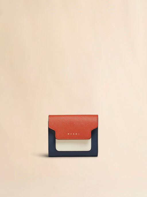 Orange white and blue saffiano leather wallet - Wallets