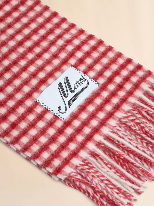 Double check wool and mohair red and white scarf - Scarves
