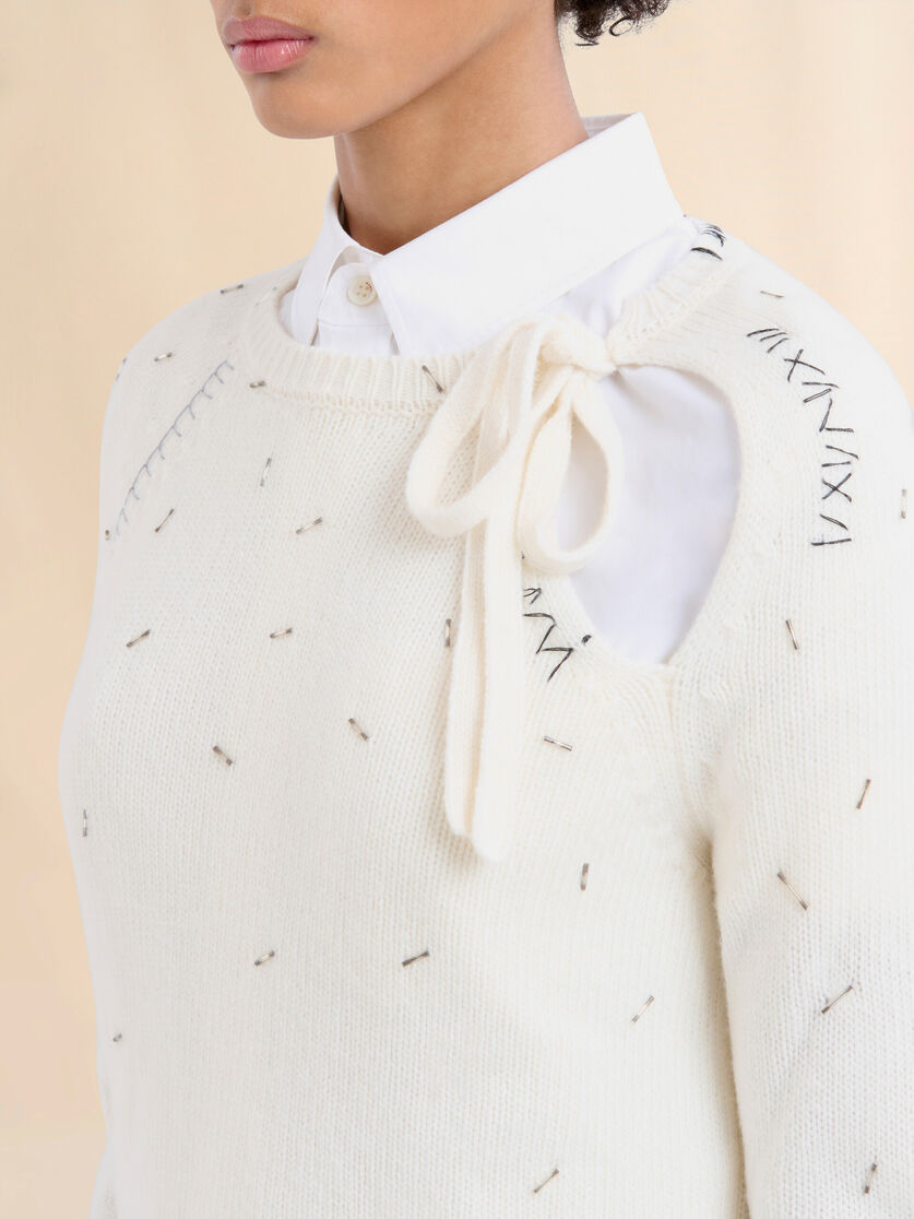 Pearl embellished wool and cashmere ivory jumper - Pullovers - Image 4