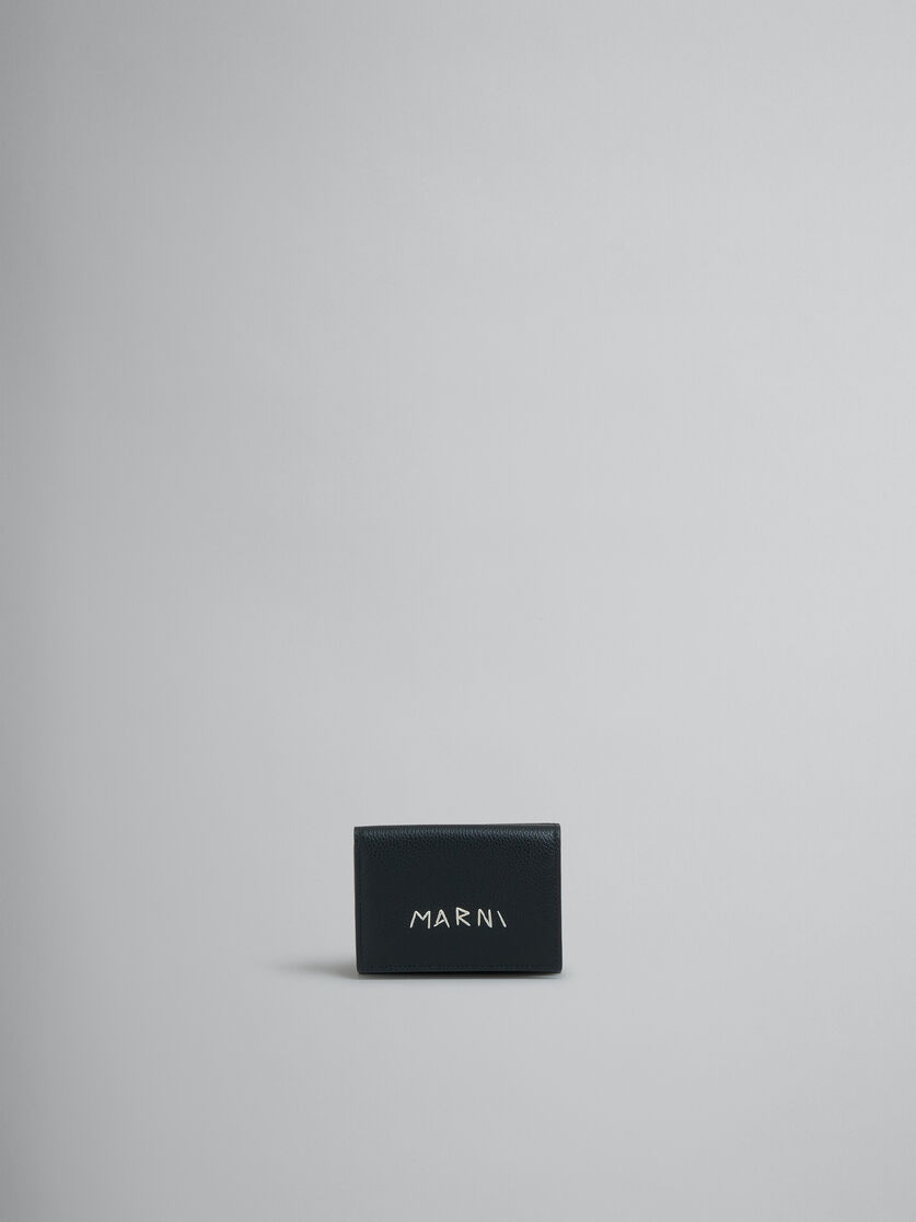 Portefeuille à trois volets en cuir noir avec effet raccommodé Marni - Portefeuilles - Image 1