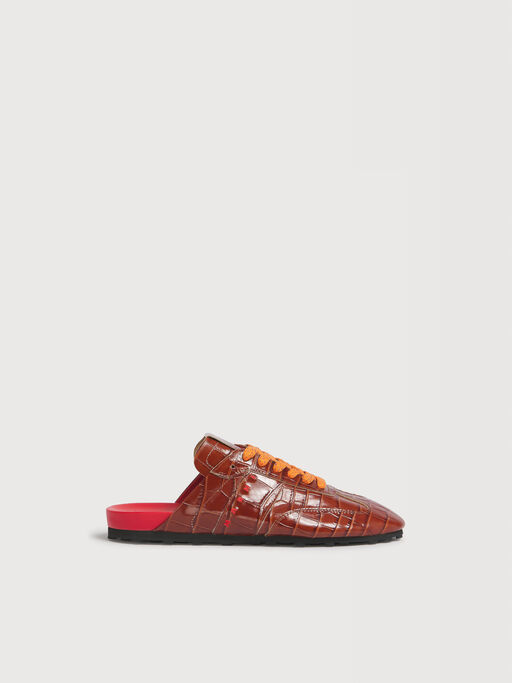 Brown croc-effect leather Softy Soccer slip-on sneaker - Sneakers