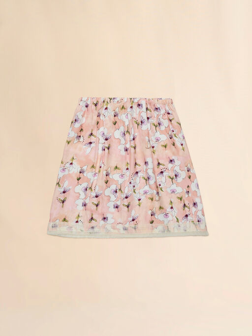Pink viscose skirt with Ninfee print - Skirts