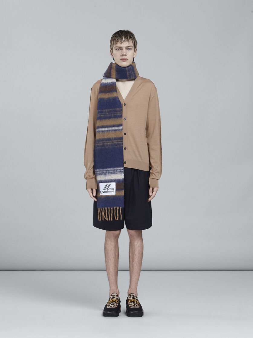 Blue striped wool scarf - Scarves - Image 2