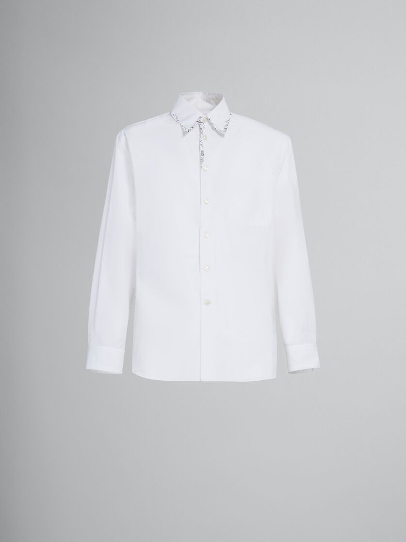 Camisa blanca de popelina con cuentas efecto remiendo - Camisas - Image 1