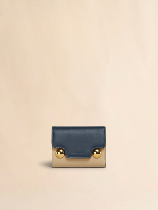 Blue and beige leather Trunkaroo trifold wallet - Wallets