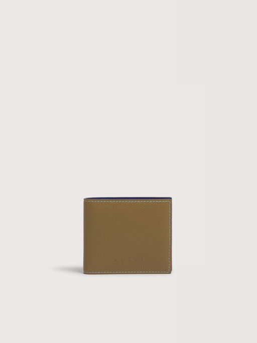 Light brown leather bifold wallet with contrast stitching - Wallets