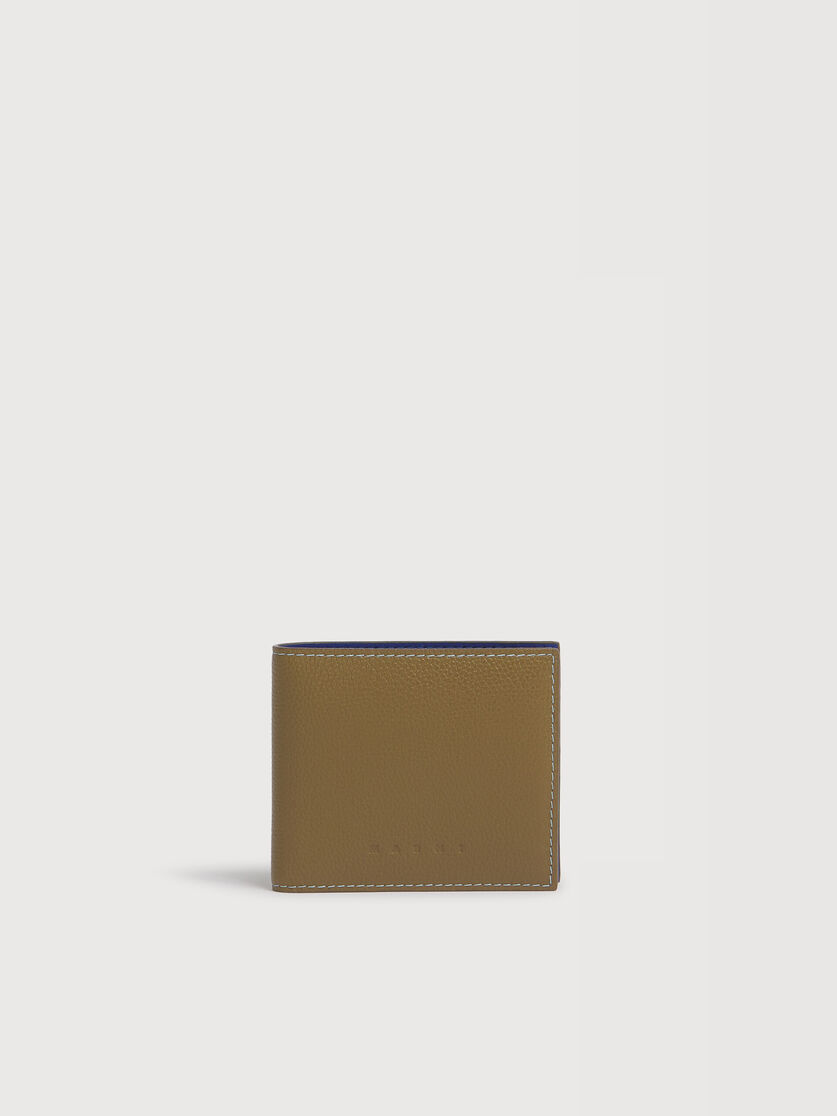 Light brown leather bifold wallet with contrast stitching, Image 1