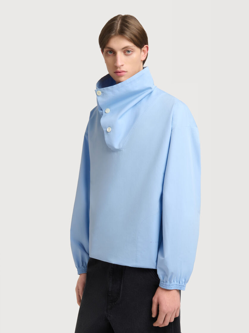 Light blue poplin shirt with funnel neck, Image 3