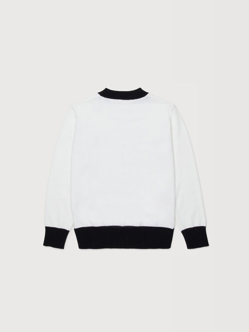 White cotton jumper with maxi Marni logo - Knitwear
