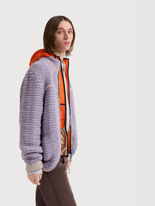 Purple cotton-wool knit jacket - Jackets