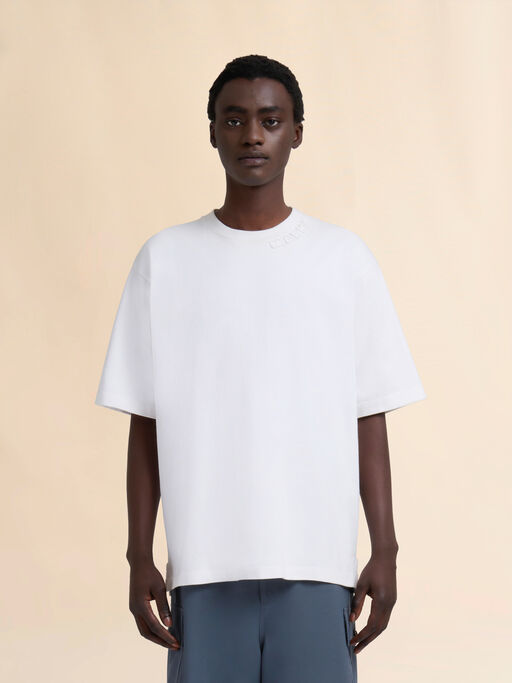 Weißes Oversize-T-Shirt aus Bio-Baumwolle mit Marni-Applikationen - Hemden