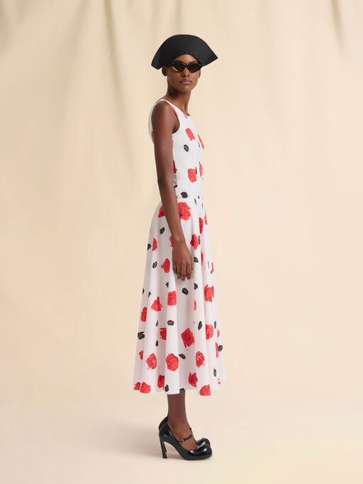 White poplin bustier dress with Iris print - Dresses