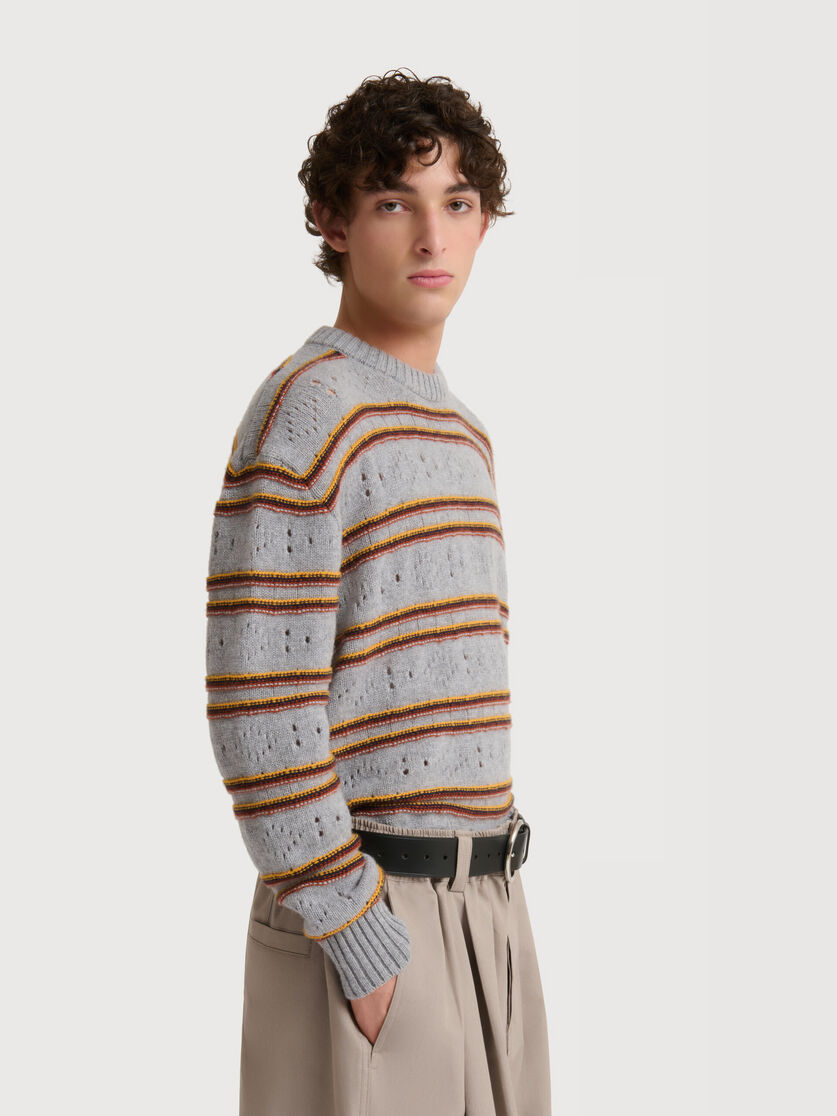 Grey cashmere jumper with openwork knit, Image 3