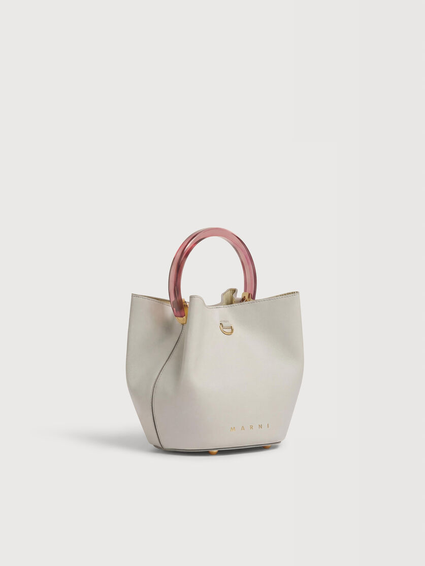 Cream leather Pannier bucket bag, Image 3