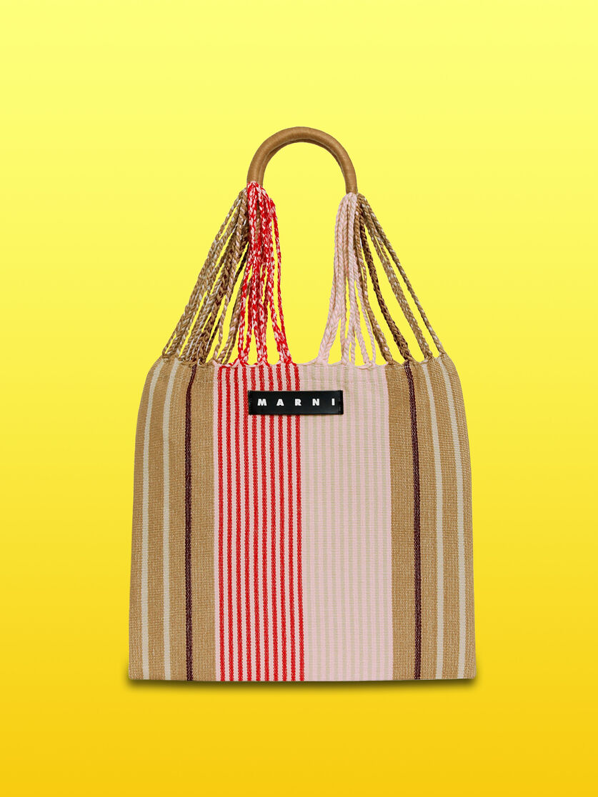 MARNI MARKET ポリエステル ショッピングバッグ ハンモック風ハンドル付き グレー/ターコイズ/レッド - ハンドバッグ - Image 1