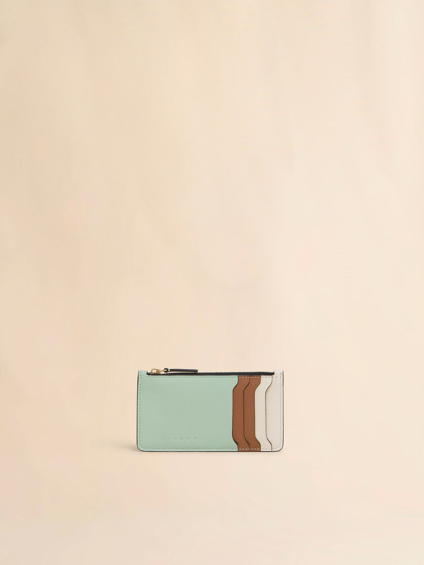 Beige, blue, and light blue leather Trunkaroo cardholder - Wallets - Image 1
