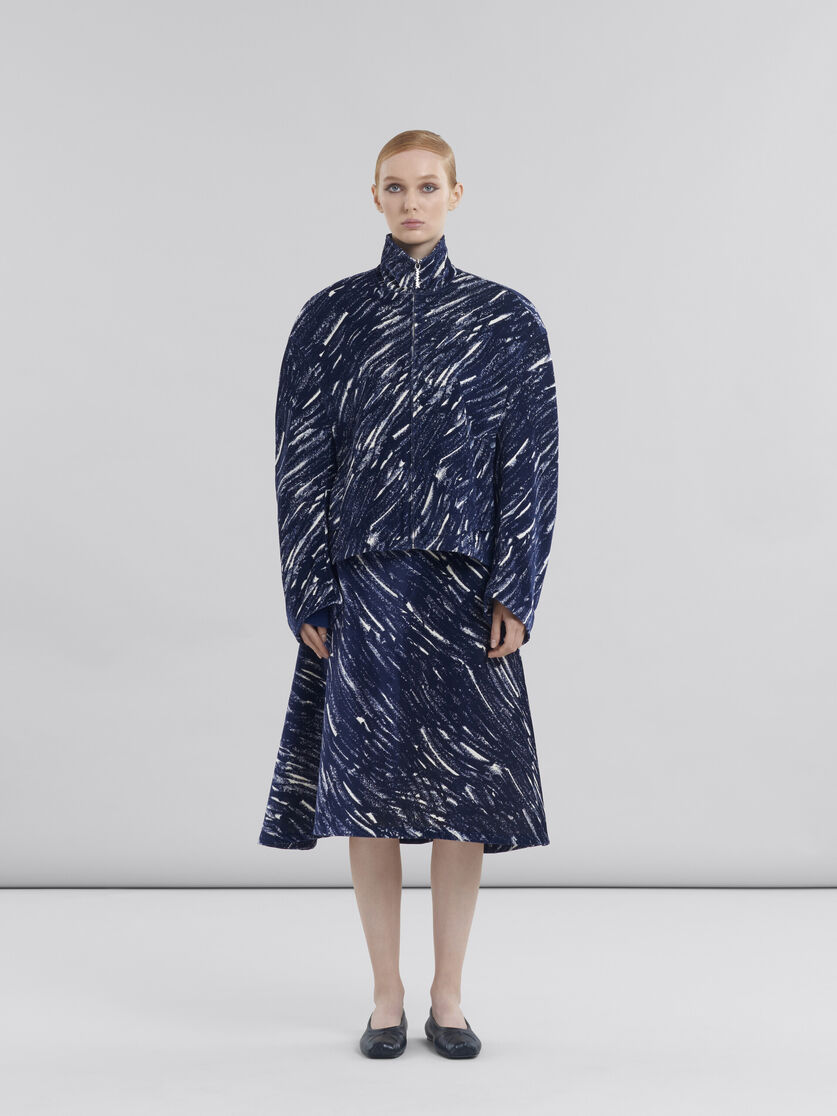 ブルー フロックドデニム製 クロップドジャケット、Crayonプリント | Marni