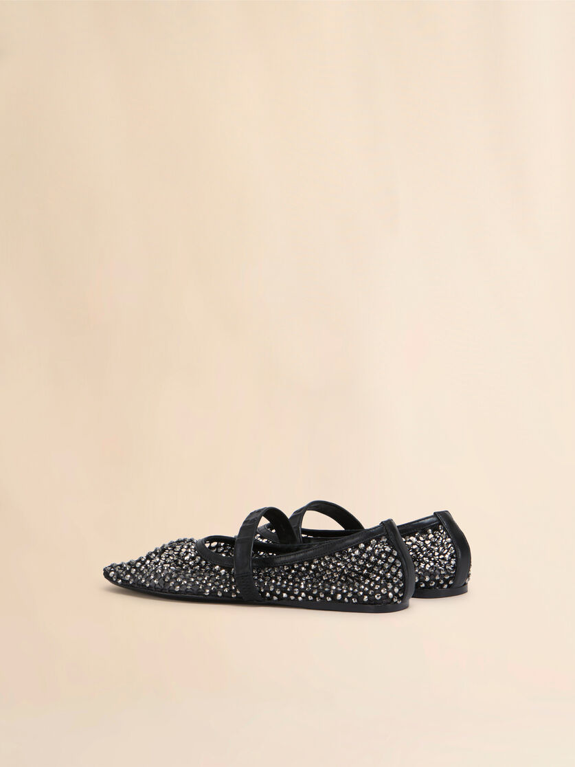 Mary Jane Ballerina aus schwarzem Mesh mit Kristallen - Mokassins - Image 3