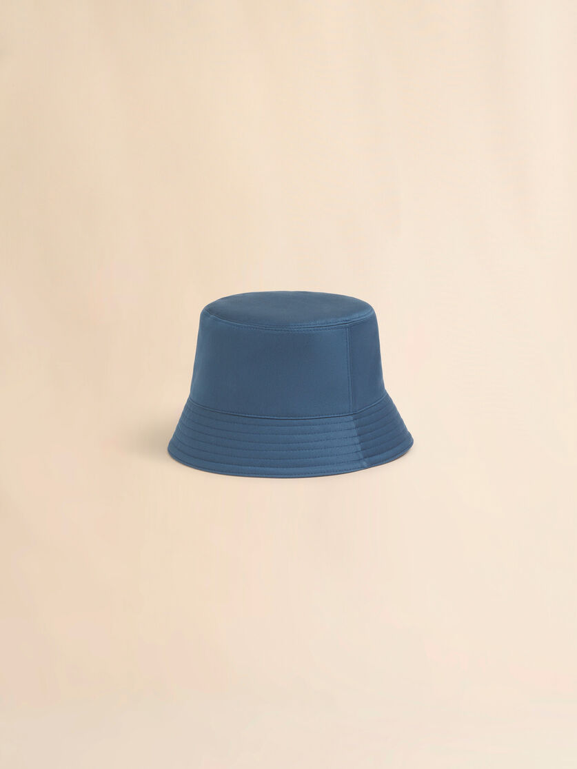 Turquoise water-repellent gabardine bucket hat with embroidered logo, Image 3