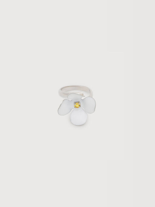 White enamel daisy ring - Rings