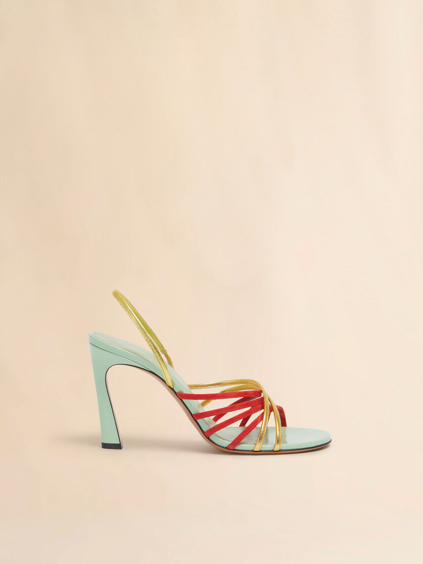 Sandale New Wave aus Wildleder und grünem Metallic-Leder - Sandalen - Image 1