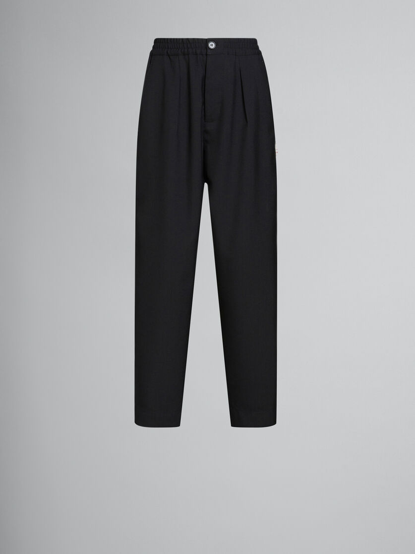 Pantaloni in lana nera con pieghe sul davanti - Pantaloni - Image 1