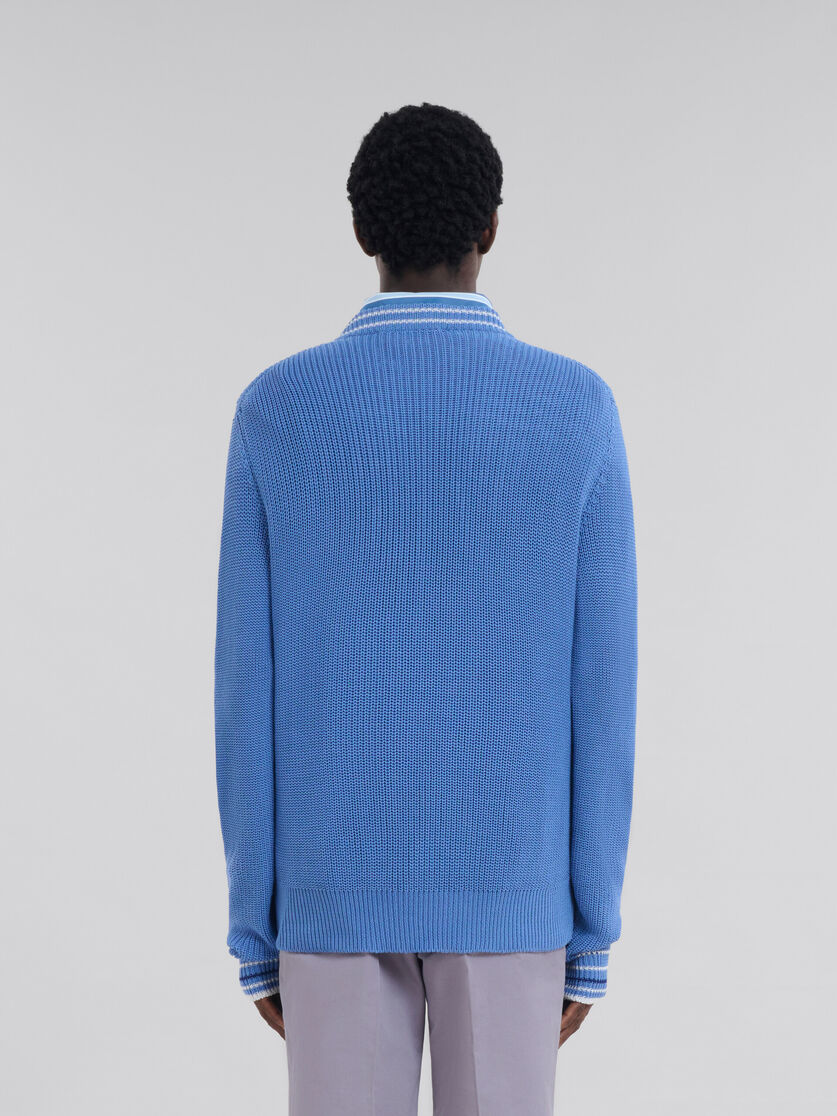 Maglia a coste in cotone blu con applicazione Marni - Pullover - Image 3