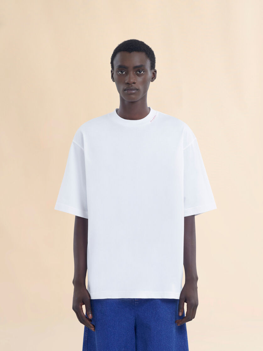 White organic cotton T-shirt with Marni Symbol - Shirts - Image 2