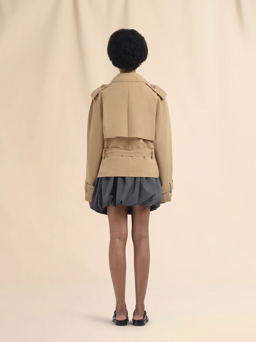 Short beige wool blend trench with Marni Symbol - Jackets - Image 3
