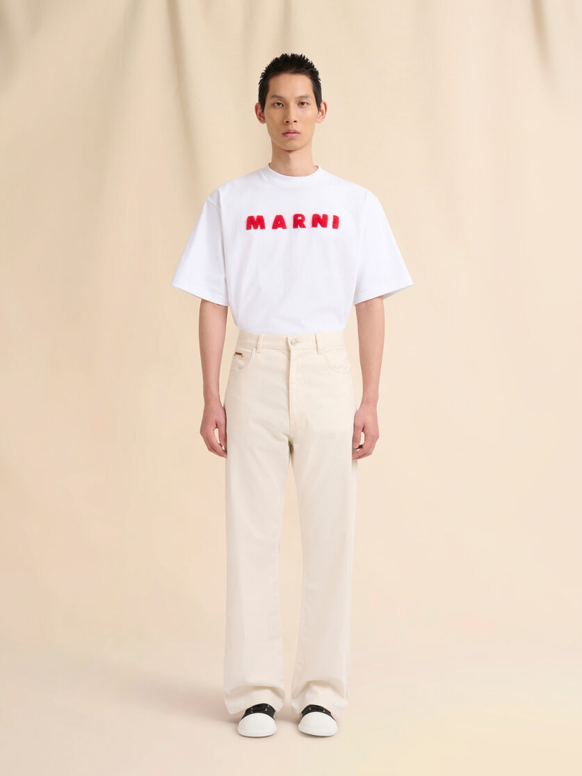Cream denim wide-leg jeans with Trunkaroo plaque - Pants - Image 2
