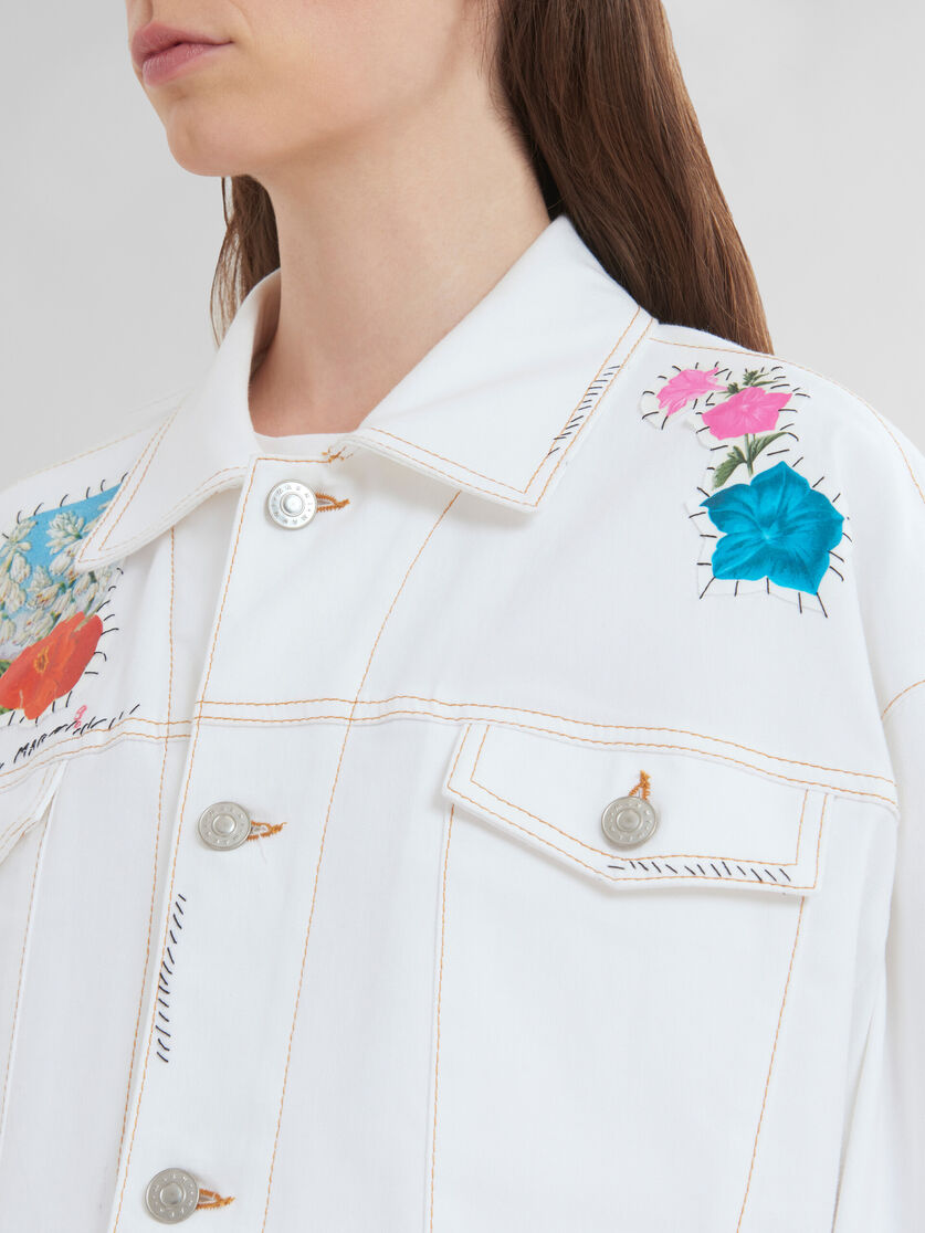 White denim jacket with flower patches - Jackets - Image 5