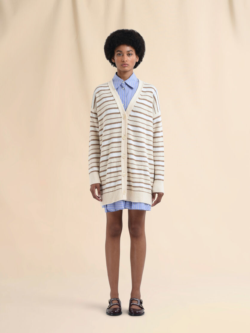 Ivory striped cashmere blend cardigan - Pullovers - Image 2