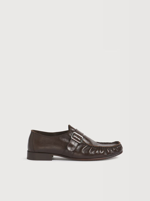 Brown eel-effect leather Wallabee shoe - Mocassin