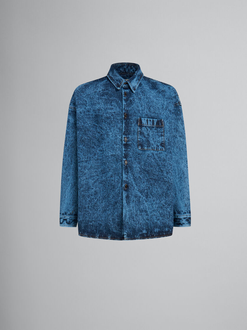 Camicia in denim marmorizzato blu - Camicie - Image 1