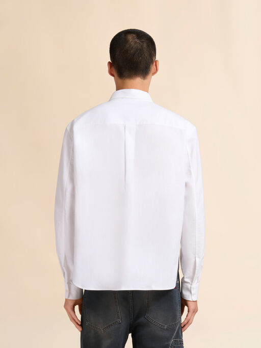 White cotton Oxford shirt with striped pocket - Shirts
