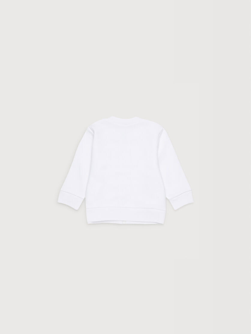 White cotton zipper sweatshirt with Marni print, Image 2