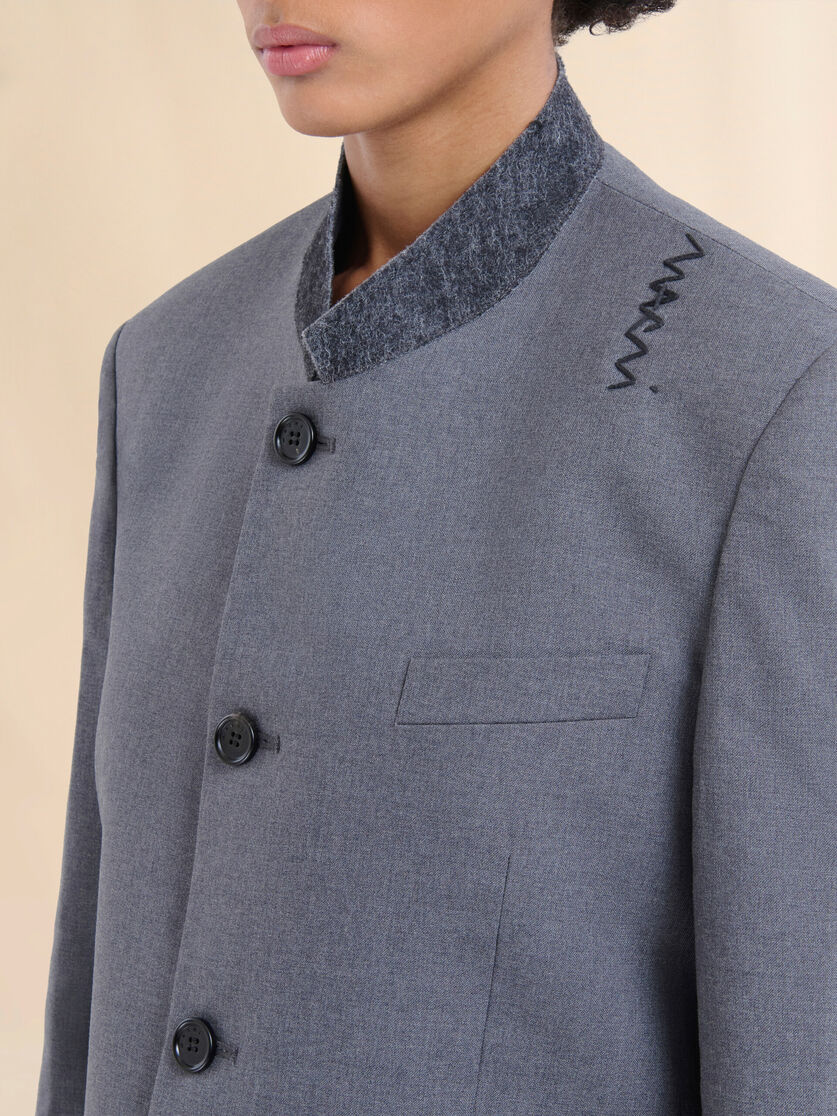 Grey jacket with Mandarin collar and Marni Symbol - Jackets - Image 4