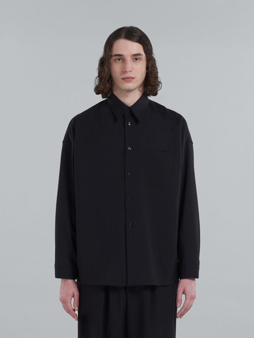 ブラック トロピカルウール シャツ(ボクシーフィット) | Marni