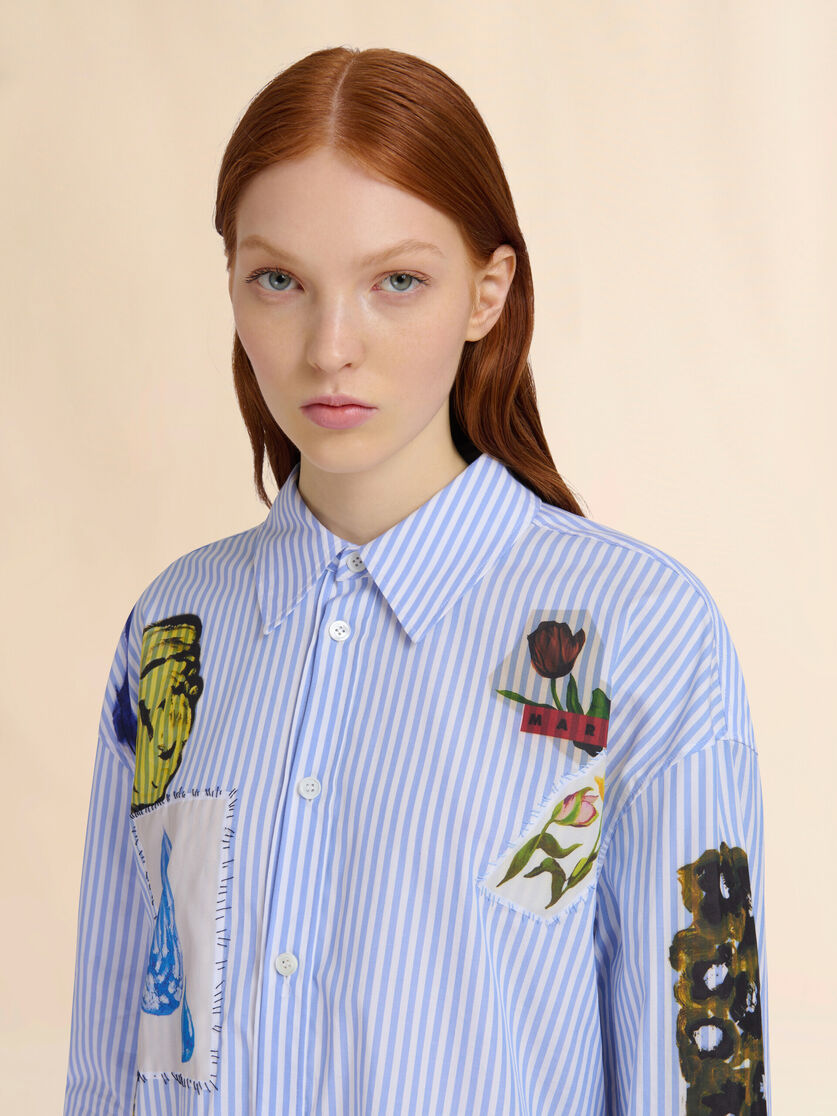 Light blue striped poplin shirt dress - Dresses - Image 4