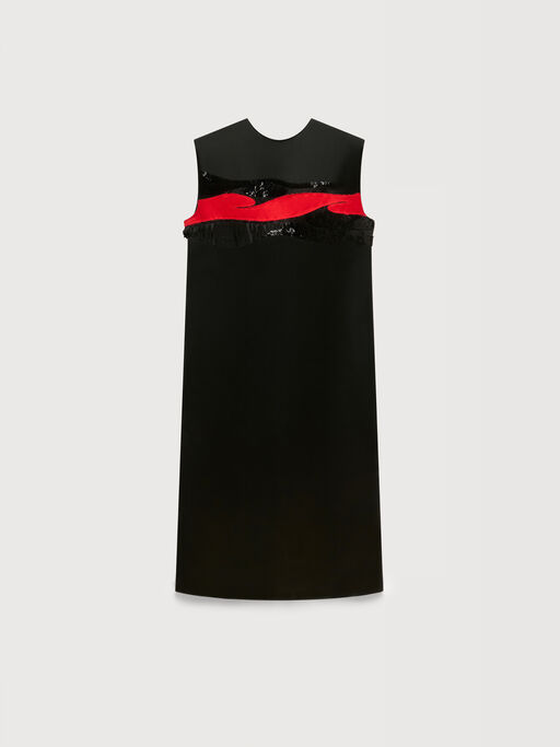 Black satin dress with Crimson Flow patches - Dresses