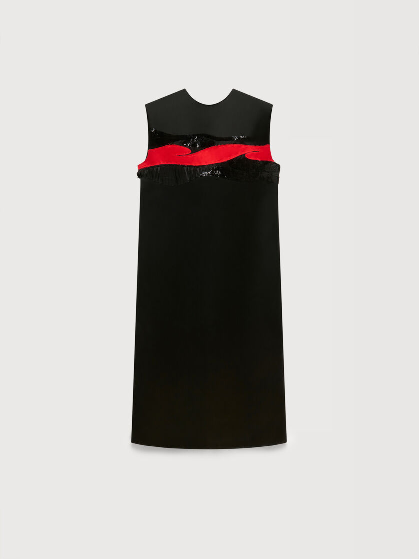 Black satin dress with Crimson Flow patches, Image 1