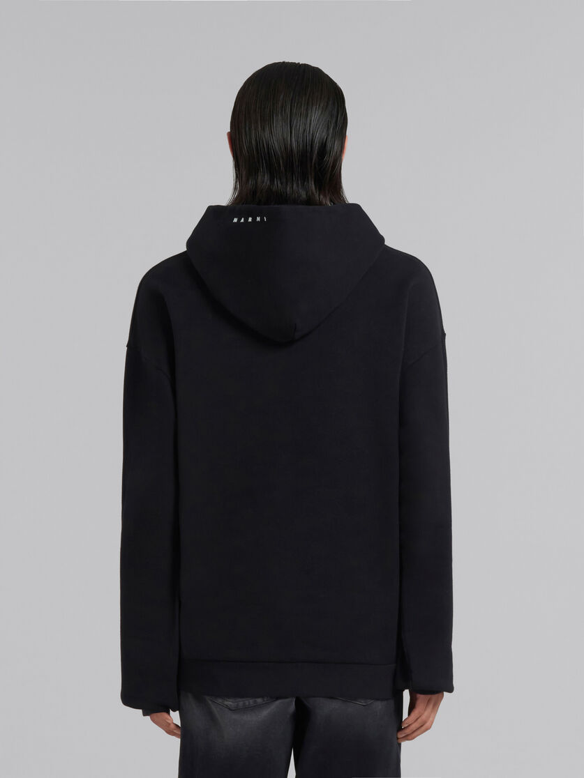 Black bio cotton hoodie with maxi slogan print - Sweaters - Image 3